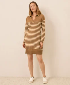 Women Pact Organic Classic Fine Knit Collared Sweater Dress