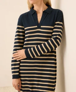 Women Pact Organic Classic Fine Knit Collared Sweater Dress