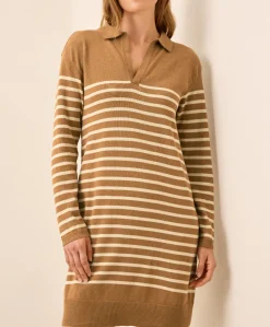 Women Pact Organic Classic Fine Knit Collared Sweater Dress