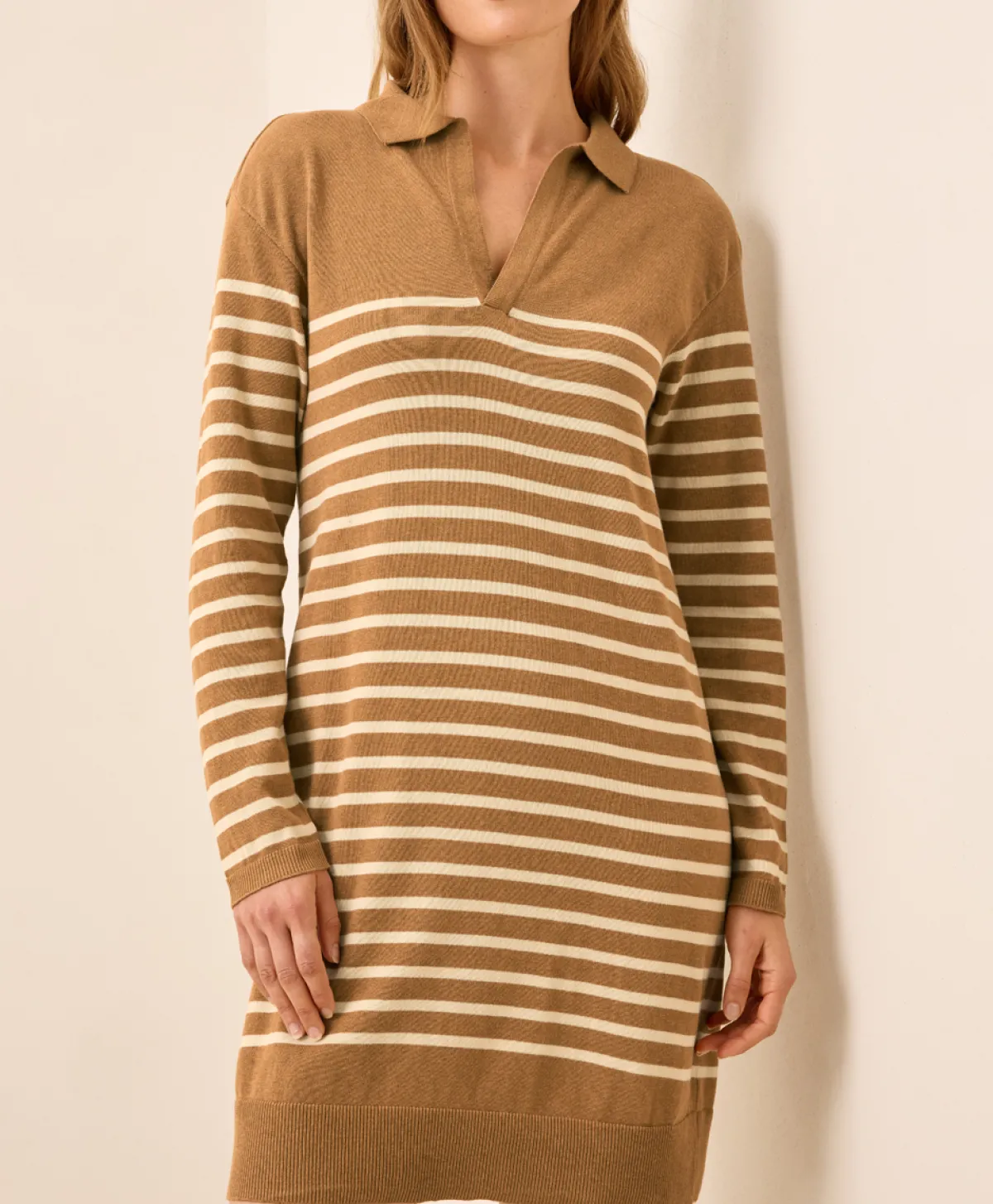 Women Pact Organic Classic Fine Knit Collared Sweater Dress