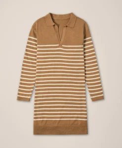 Women Pact Organic Classic Fine Knit Collared Sweater Dress