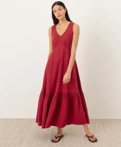 Women Pact Organic Coastal Double Gauze Beach To Brunch Maxi Dress