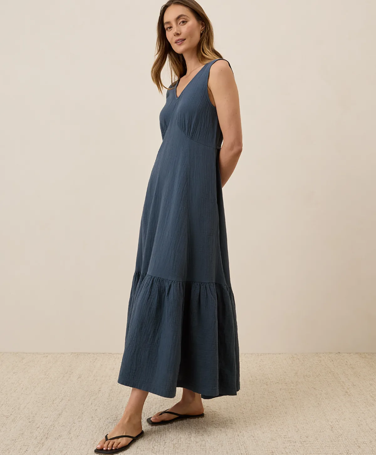 Women Pact Organic Coastal Double Gauze Beach To Brunch Maxi Dress