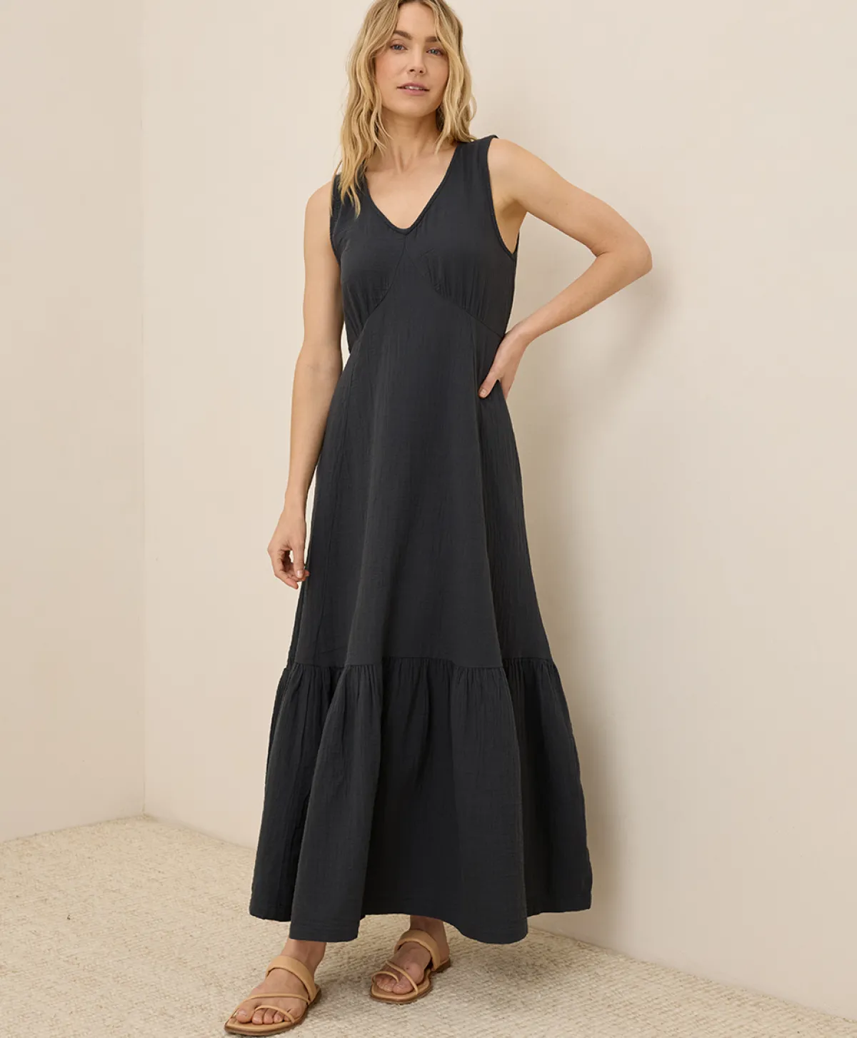 Women Pact Organic Coastal Double Gauze Beach To Brunch Maxi Dress