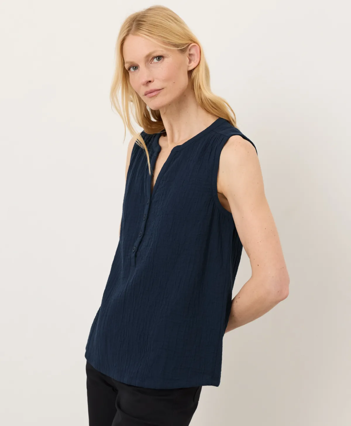 Women Pact Organic Coastal Double Gauze Henley Tank