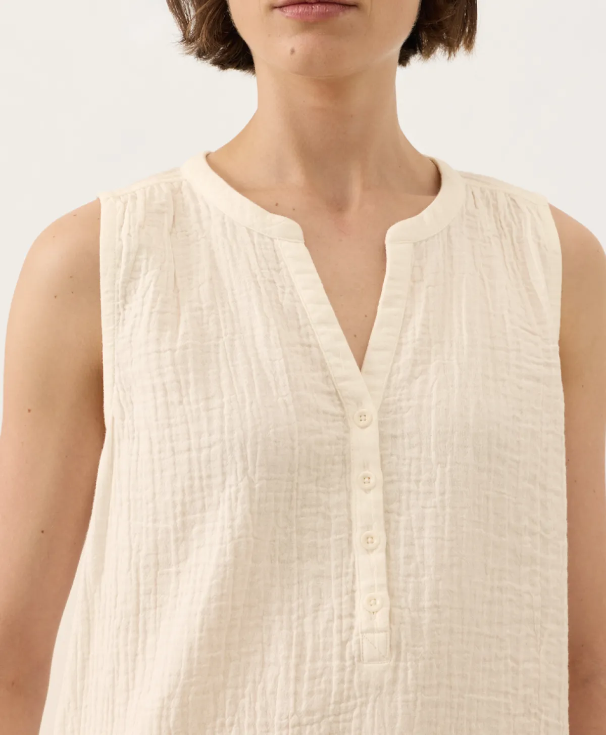 Women Pact Organic Coastal Double Gauze Henley Tank