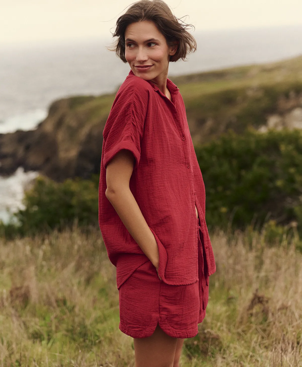 Women Pact Organic Coastal Double Gauze Oversized Shirt