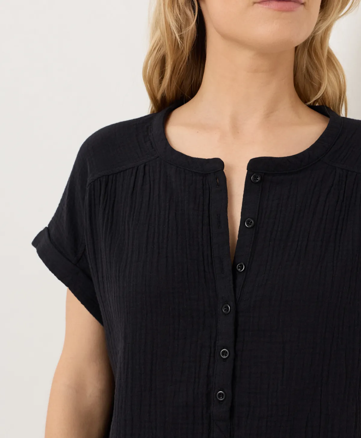 Women Pact Organic Coastal Double Gauze Short Sleeve Popover