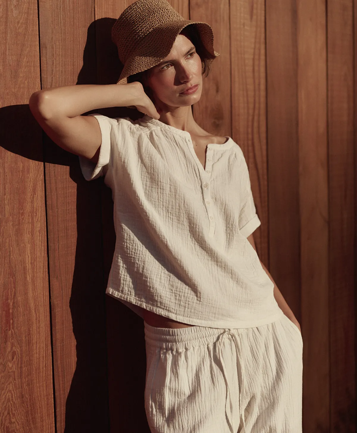 Women Pact Organic Coastal Double Gauze Short Sleeve Popover