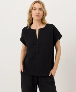 Women Pact Organic Coastal Double Gauze Short Sleeve Popover