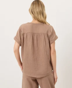 Women Pact Organic Coastal Double Gauze Short Sleeve Popover