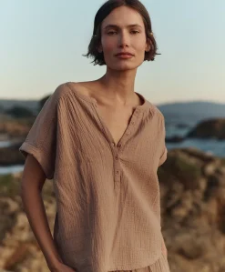 Women Pact Organic Coastal Double Gauze Short Sleeve Popover