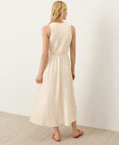 Women Pact Organic Coastal Double Gauze Smocked Dress
