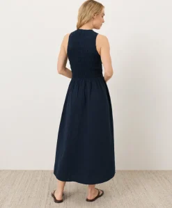 Women Pact Organic Coastal Double Gauze Smocked Dress