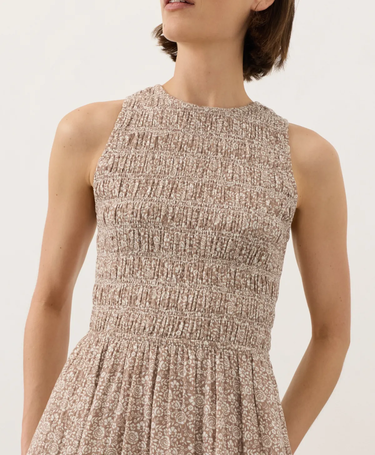 Women Pact Organic Coastal Double Gauze Smocked Dress