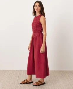 Women Pact Organic Coastal Double Gauze Smocked Dress