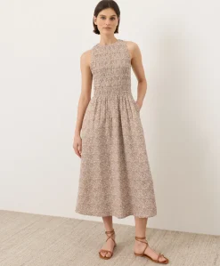 Women Pact Organic Coastal Double Gauze Smocked Dress