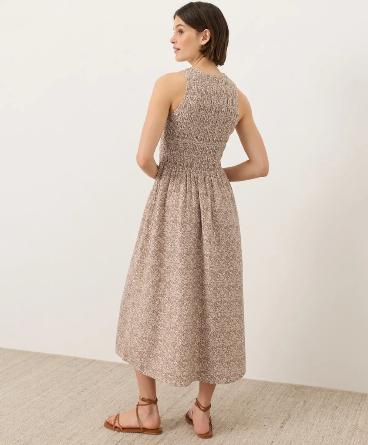 Women Pact Organic Coastal Double Gauze Smocked Dress