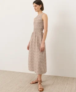 Women Pact Organic Coastal Double Gauze Smocked Dress