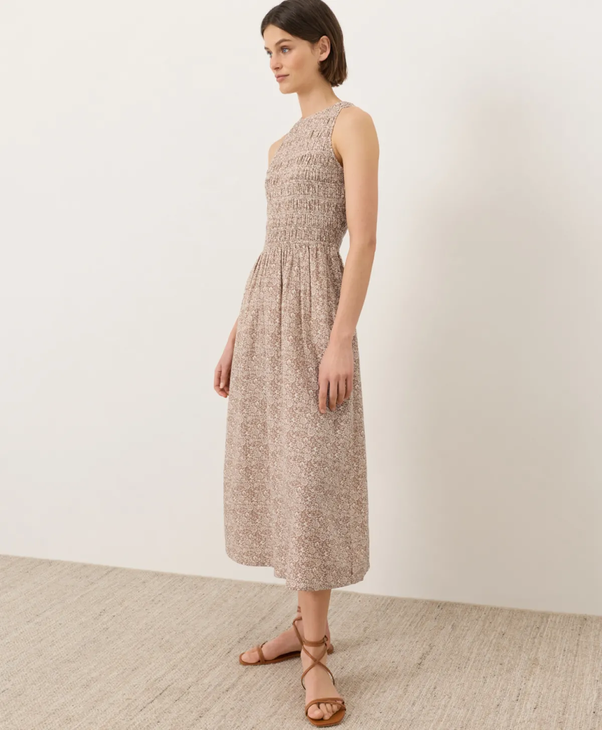 Women Pact Organic Coastal Double Gauze Smocked Dress