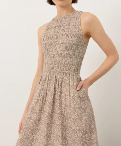 Women Pact Organic Coastal Double Gauze Smocked Dress