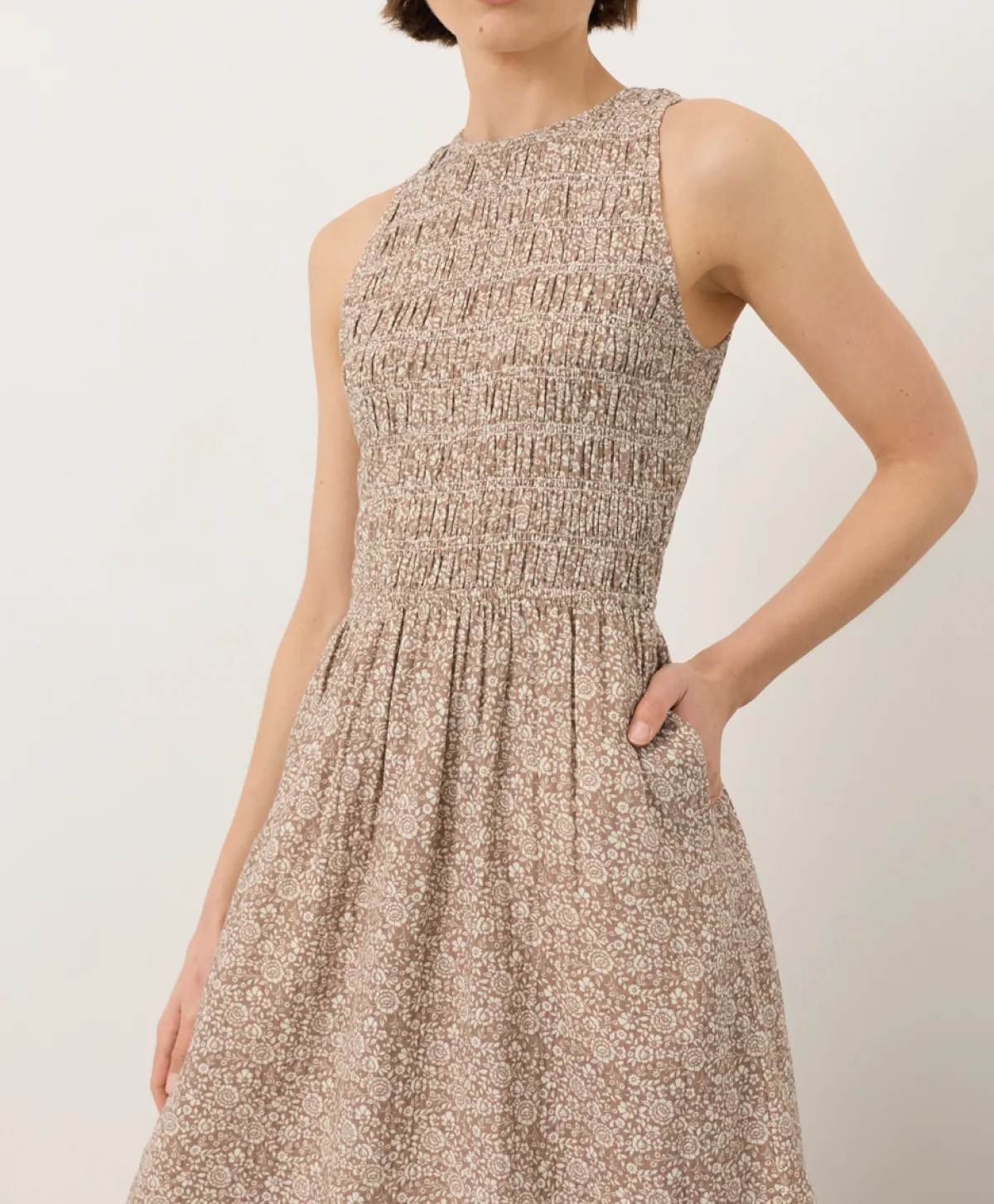 Women Pact Organic Coastal Double Gauze Smocked Dress