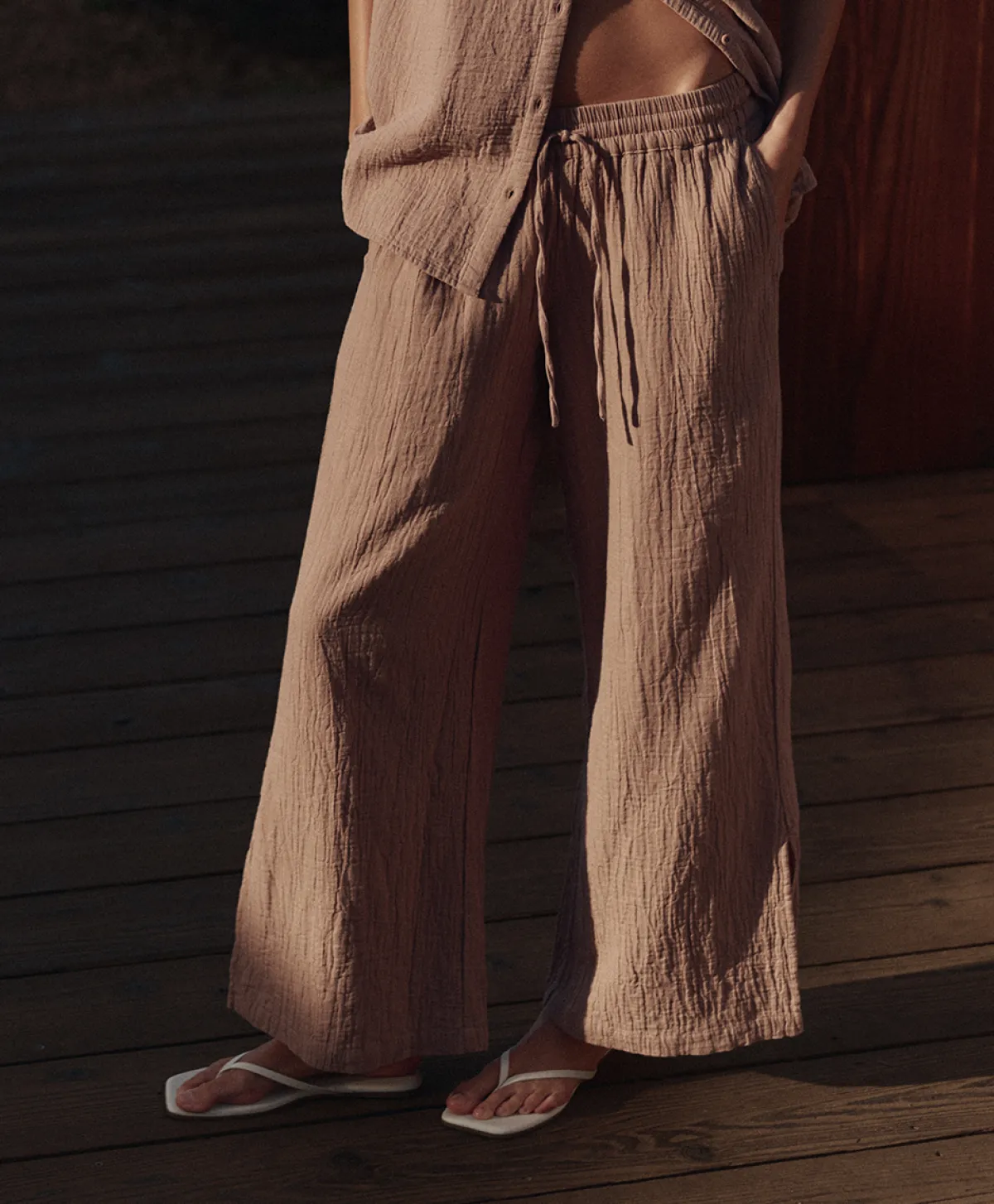 Women Pact Organic Coastal Double Gauze Split Hem Pant