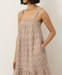 Women Pact Organic Coastal Double Gauze Strappy Tiered Maxi Dress