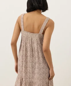 Women Pact Organic Coastal Double Gauze Strappy Tiered Maxi Dress