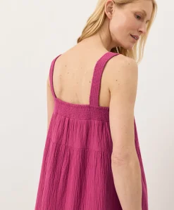 Women Pact Organic Coastal Double Gauze Strappy Tiered Maxi Dress