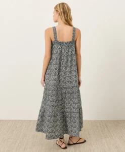 Women Pact Organic Coastal Double Gauze Strappy Tiered Maxi Dress