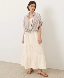 Women Pact Organic Coastal Double Gauze Strappy Tiered Maxi Dress