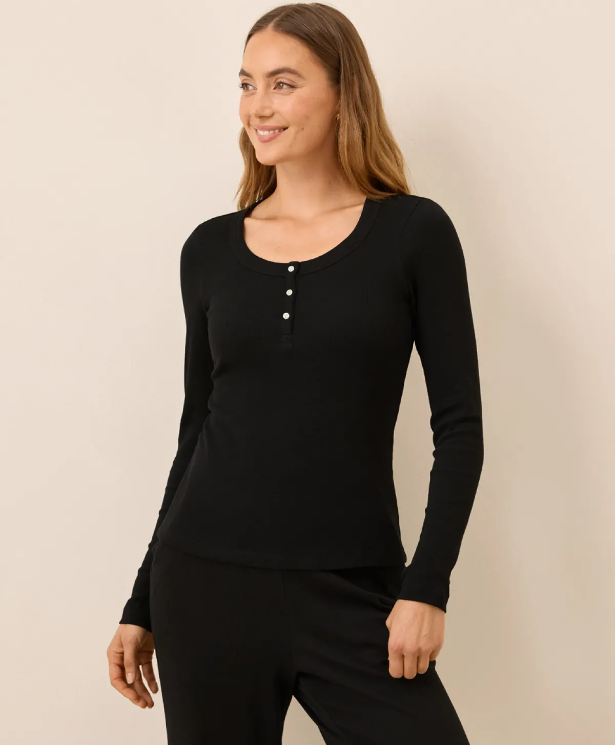 Women Pact Organic Easy Rib Slim Henley