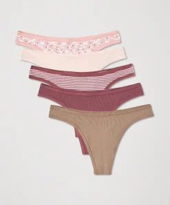 Women Pact Organic Everyday Classic Fit Thong 5-Pack