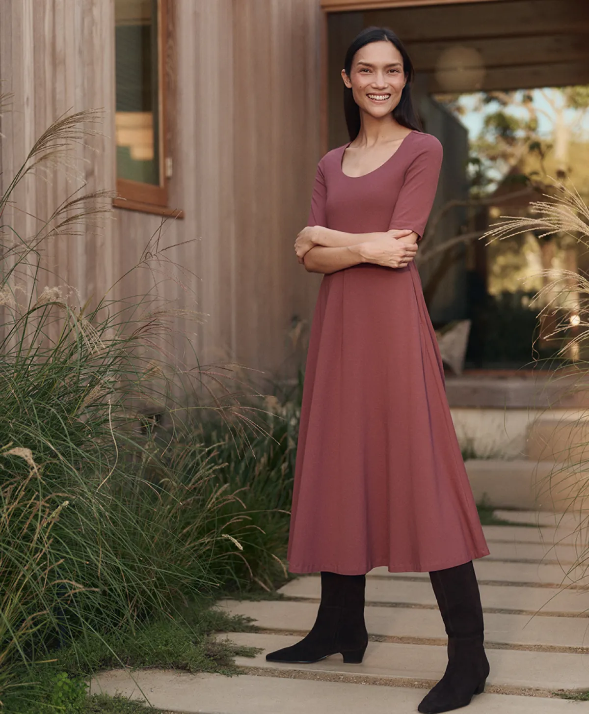 Women Pact Organic Fit & Flare Signature Scoop Dress