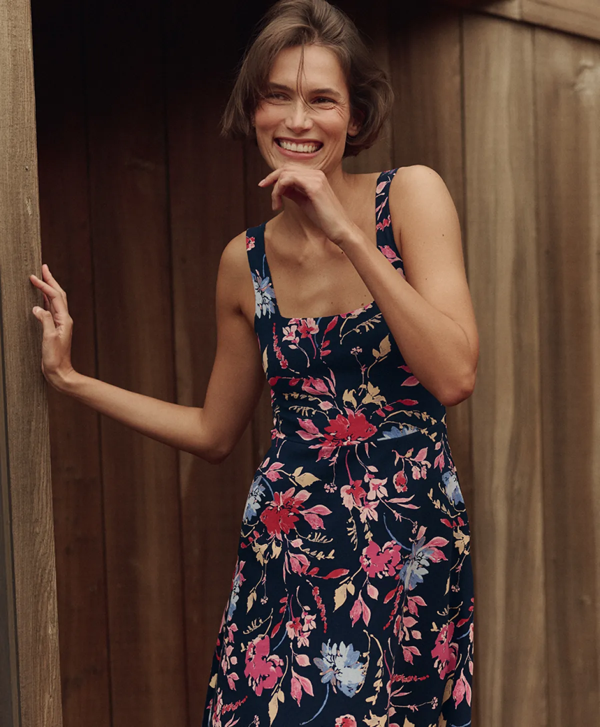 Women Pact Organic Fit & Flare Square Neck Dress