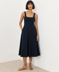 Women Pact Organic Fit & Flare Square Neck Dress