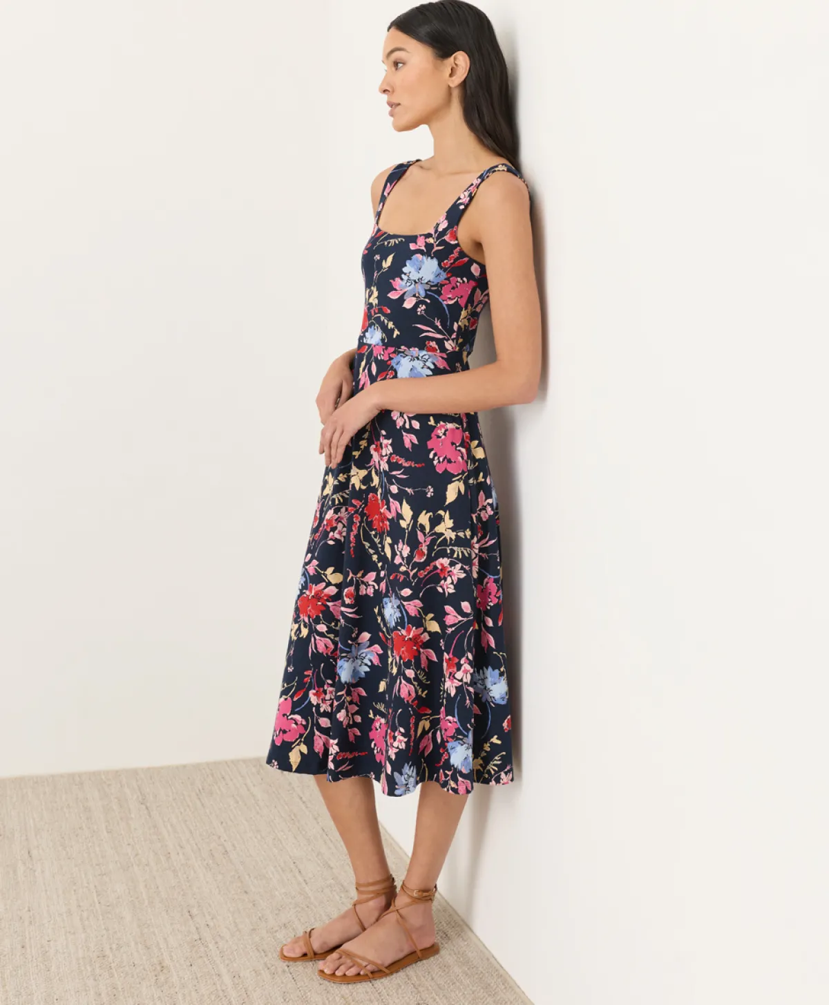 Women Pact Organic Fit & Flare Square Neck Dress