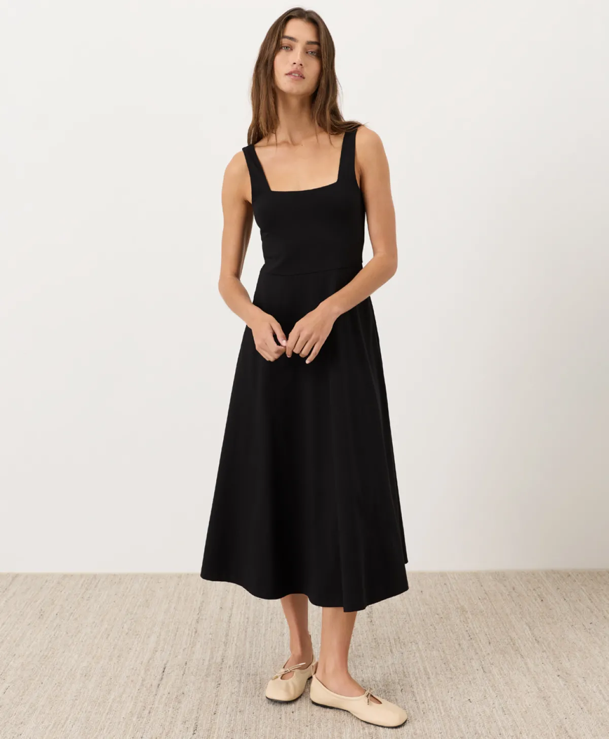 Women Pact Organic Fit & Flare Square Neck Dress