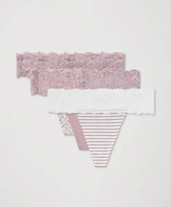 Women Pact Organic Lace Waist Thong 3-Pack
