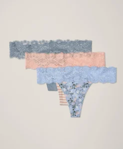 Women Pact Organic Lace Waist Thong 3-Pack