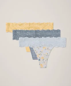 Women Pact Organic Lace Waist Thong 3-Pack