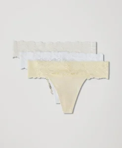 Women Pact Organic Lace Waist Thong 3-Pack