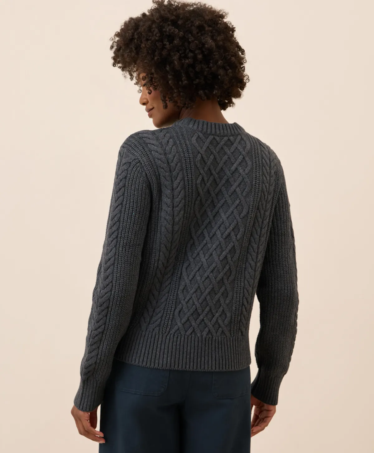 Women Pact Organic Luxe Knit Cable Crew Sweater