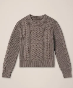 Women Pact Organic Luxe Knit Cable Crew Sweater