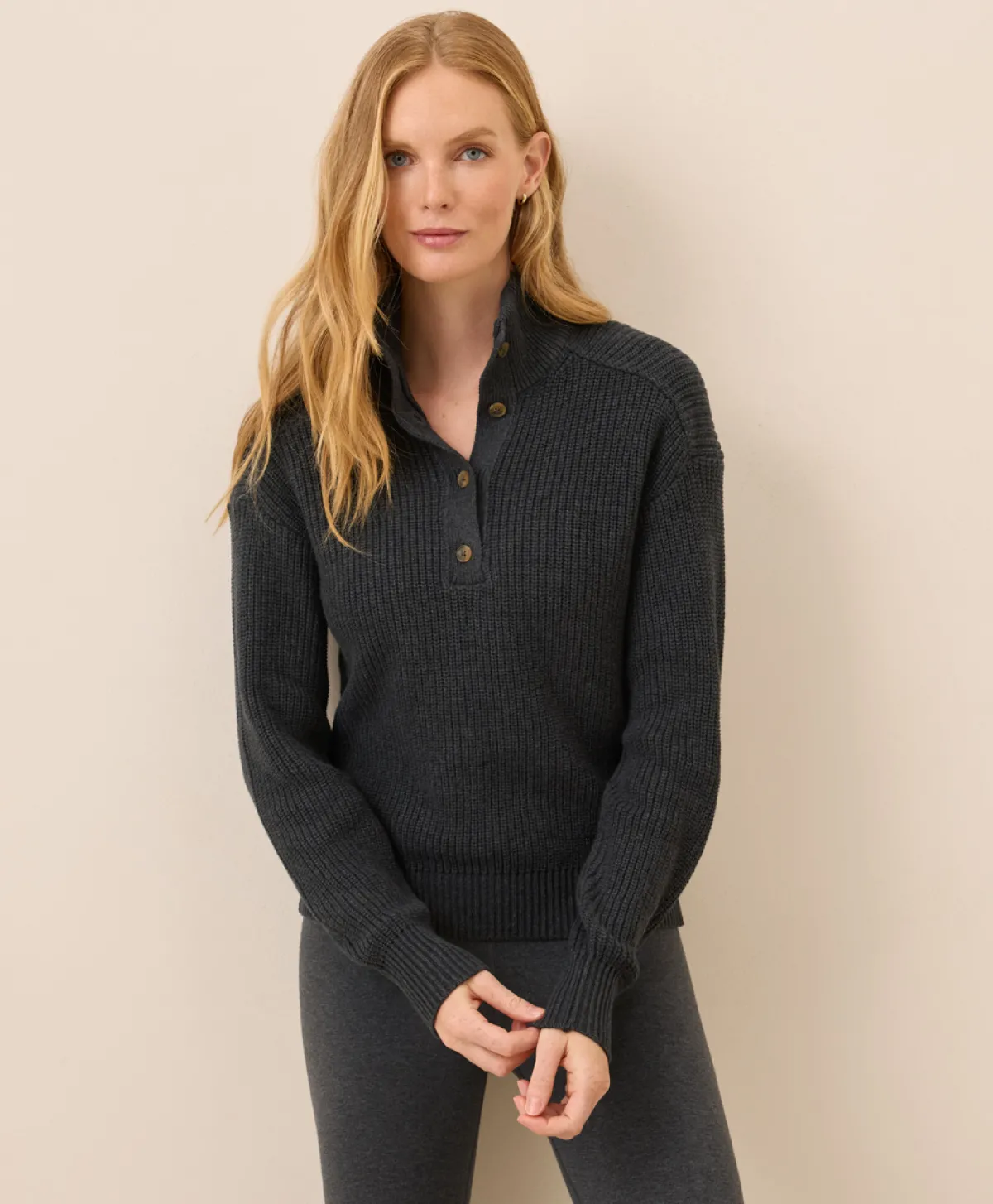Women Pact Organic Luxe Knit Henley Sweater