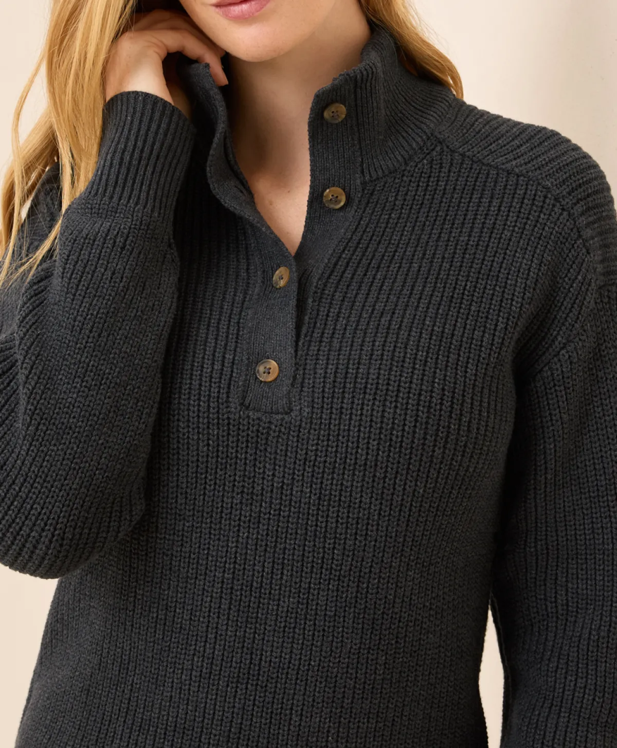 Women Pact Organic Luxe Knit Henley Sweater