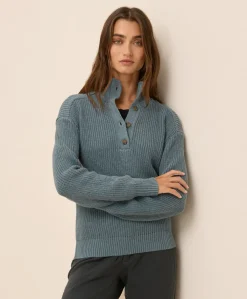 Women Pact Organic Luxe Knit Henley Sweater