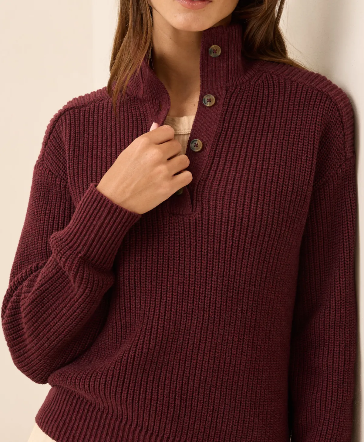 Women Pact Organic Luxe Knit Henley Sweater