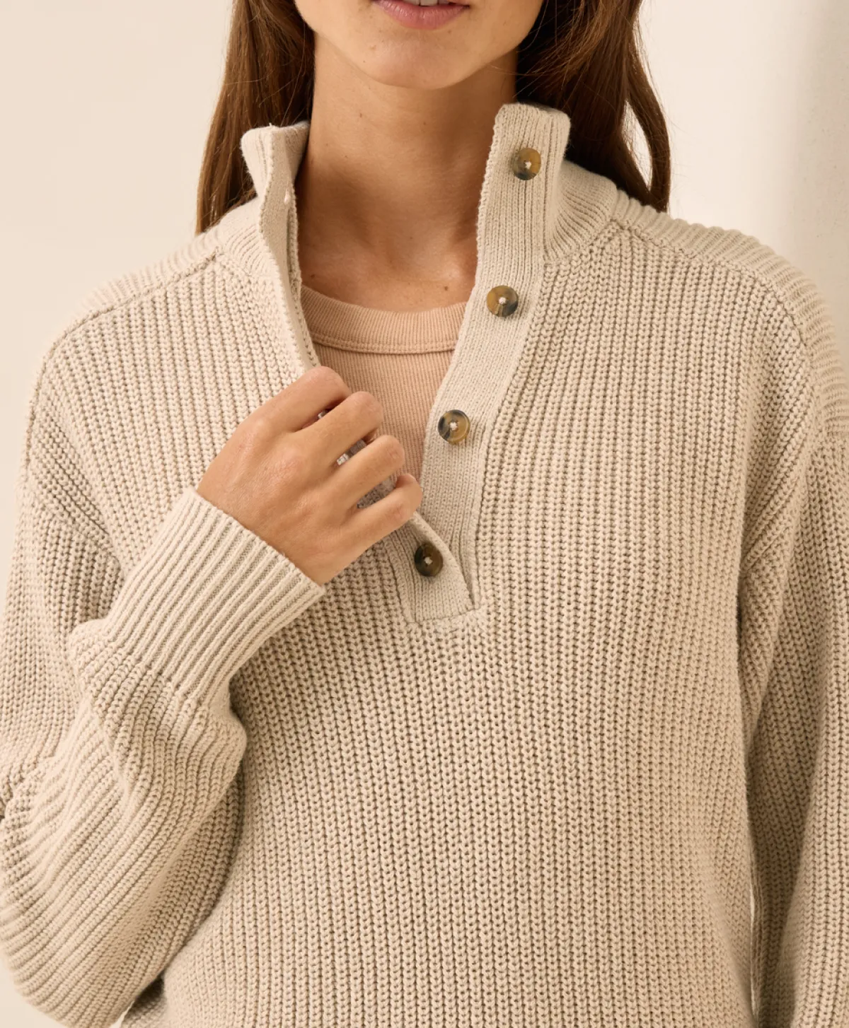 Women Pact Organic Luxe Knit Henley Sweater
